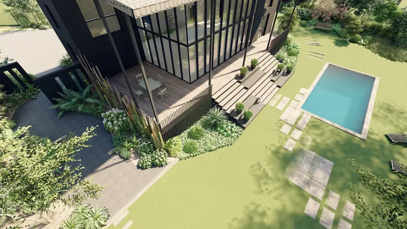 AGENCE_LACOSTE_2025_LA_BREDE_PAYSAGISTE_TERRASSE_JARDIN_MASSIF_DALLE_RUISSEAU_PISCINE_ALLEE_BARDAGE_ESQUISSE